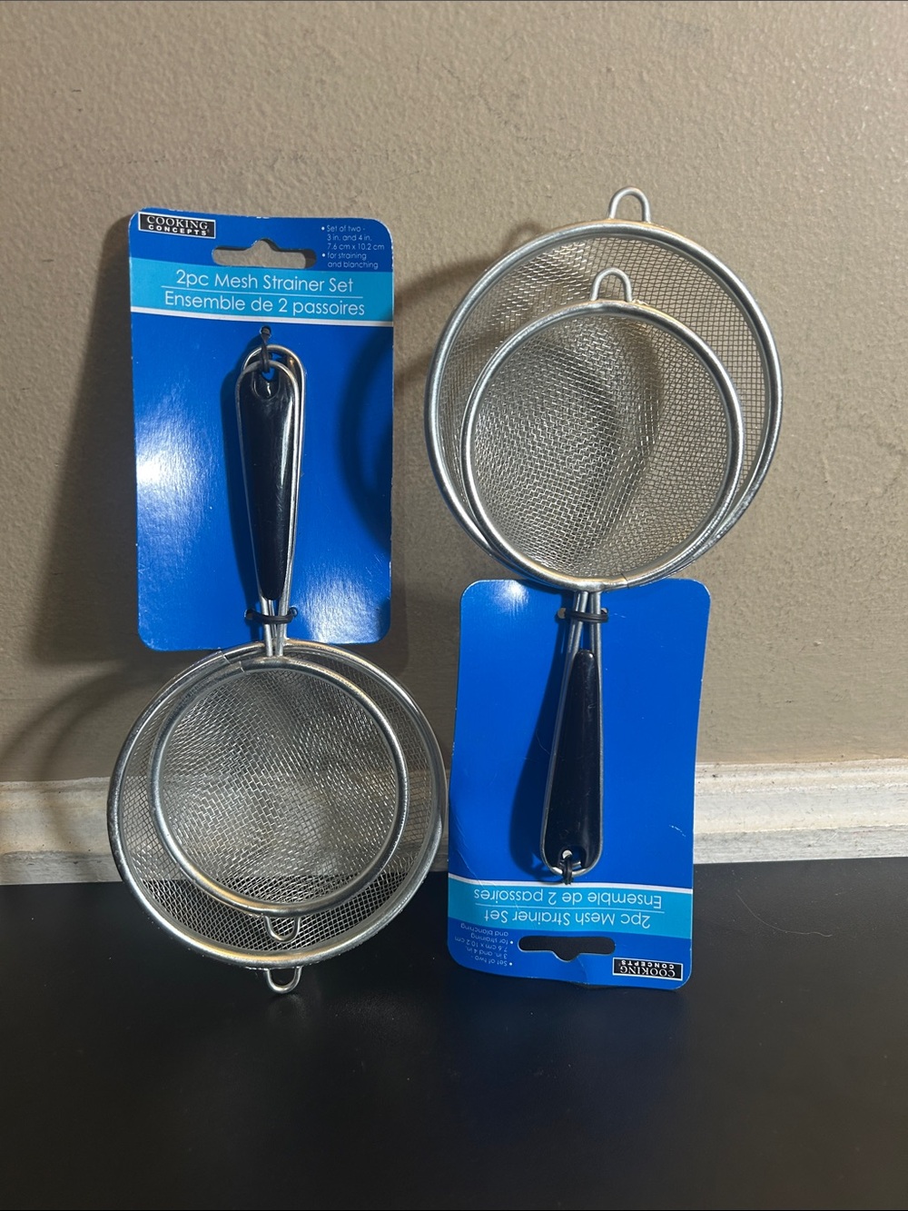 Cooking Concepts 2-Piece Mesh Strainer Set. Two New Packs.